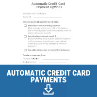 Automatic credit card payments. Click to download form.