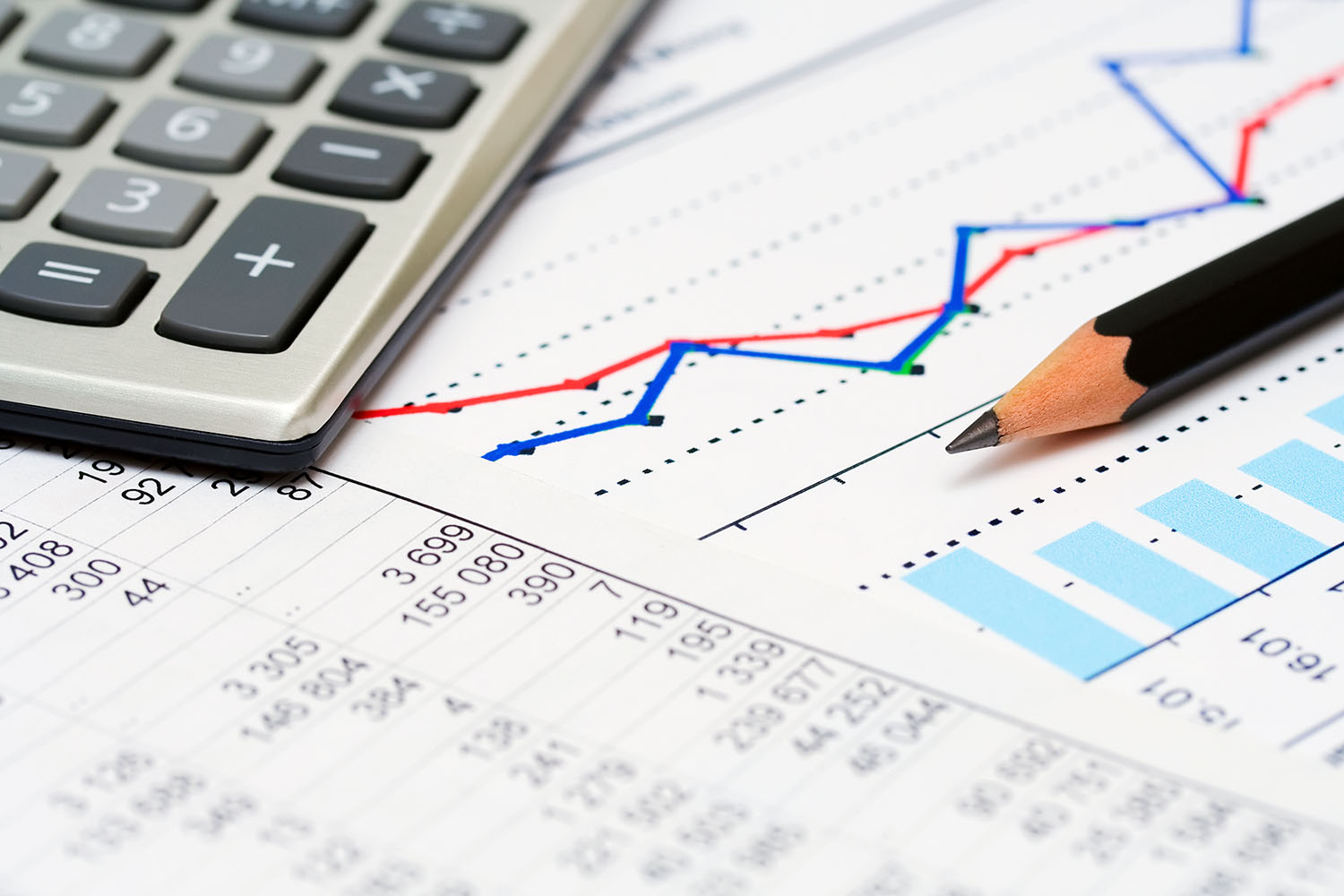 photo of calculator and graphs
